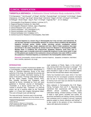 TARENTULA HISPANICA - A Multicentric Clinical Verification Study ...