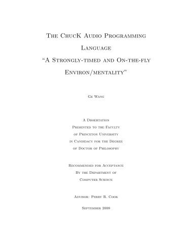 The ChucK Audio Programming Language - CCRMA - Stanford ...
