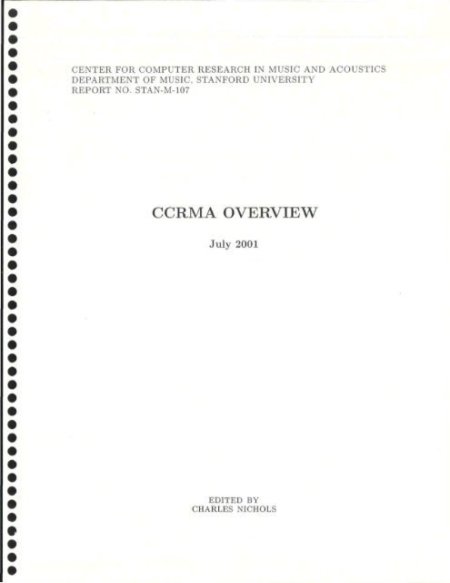 CCRMA OVERVIEW CCRMA Stanford University