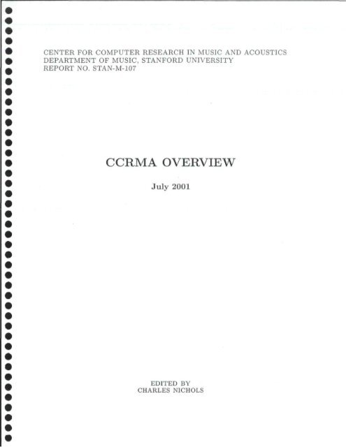 CCRMA OVERVIEW - CCRMA - Stanford University