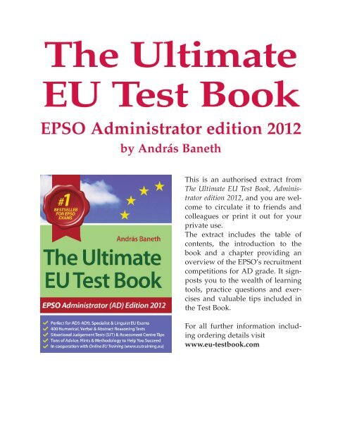 The Ultimate EU Test Book EPSO Administrator edition 2012 ... - Manz