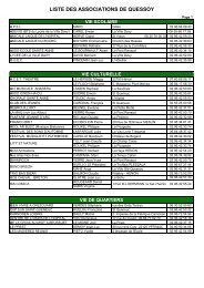 LISTE DES ASSOCIATIONS DE QUESSOY