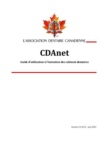 Guide d'utilisation de CDAnet - Canadian Dental Association