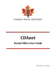 CDAnet Dental Office User Guide - Canadian Dental Association