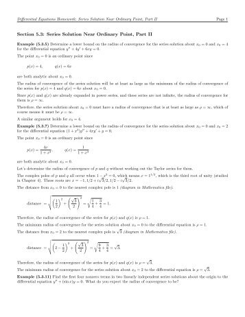 Section 5.3: Series Solution Near Ordinary Point, Part II