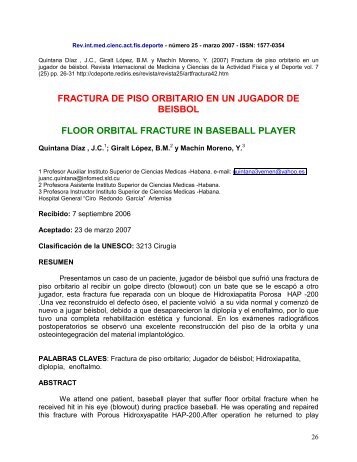 fractura de piso orbitario en un jugador de beisbol - RedIRIS