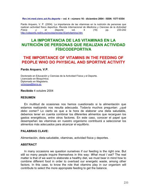 La importancia de las Vitaminas en la nutrición de ... - RedIRIS