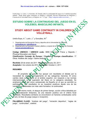 estudio sobre la continuidad del juego en el voleibol ... - RedIRIS