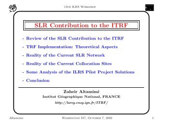 SLR Contribution to the ITRF