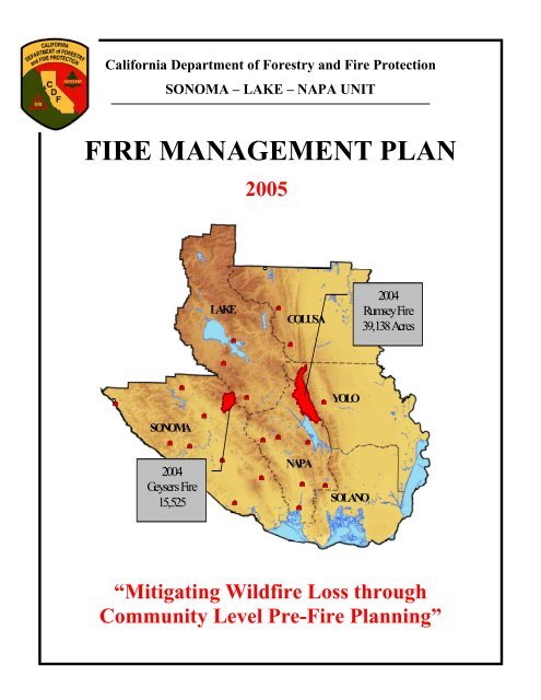 Sonoma Lake Napa Fire Plan Board Of Forestry And Fire