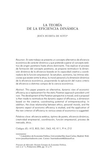 La teoría de la eficiencia dinámica - Jesús Huerta de Soto