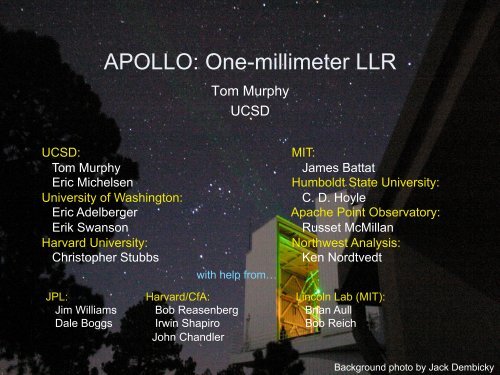 APOLLO: One-millimeter LLR - NASA