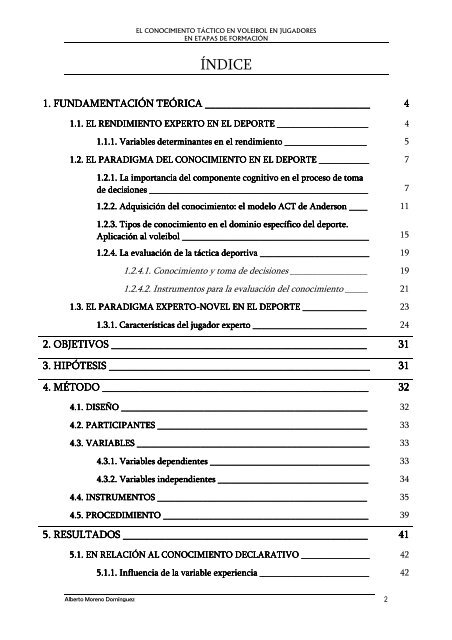 el conocimiento táctico en voleibol en jugadores en etapas de ...