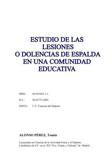 Estudio de las lesiones o dolencias de espalda - Comunidad Virtual ...