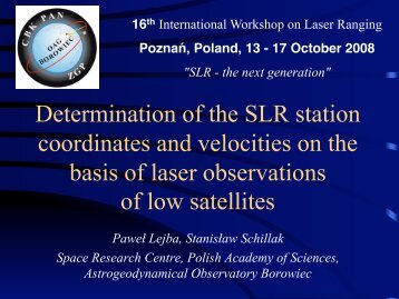Determination of the SLR station coordinates and velocities ... - NASA