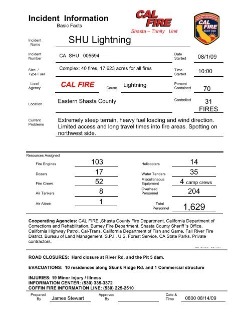 SHU Lightning Complex Fact Sheet