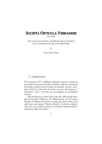 SOCIETÀ ORTICOLA VERBANESE - Magazzeno Storico Verbanese