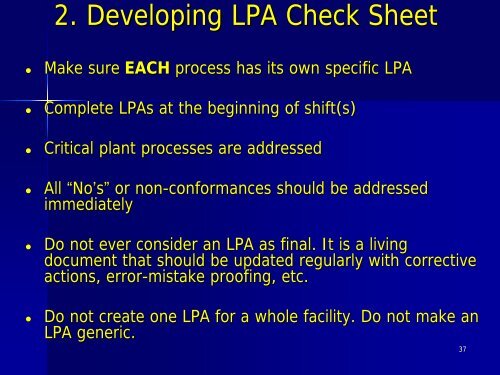 Layered Process Audits (LPA) - Chrysler