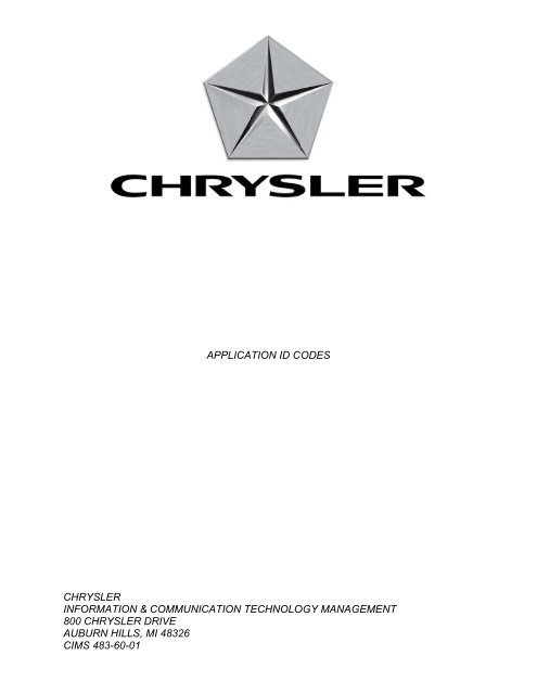Application ID Codes - Chrysler