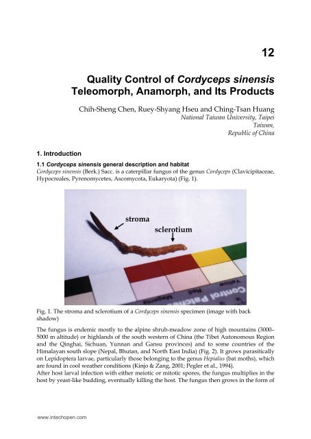 Quality Control of Cordyceps sinensis Teleomorph ... - InTech