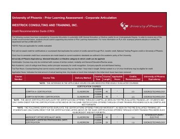 Westrick Consulting and Training Inc. - University of Phoenix