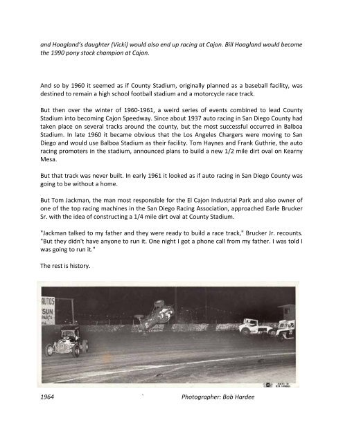 CAJON SPEEDWAY TRACK HISTORY For forty ... - City of El Cajon