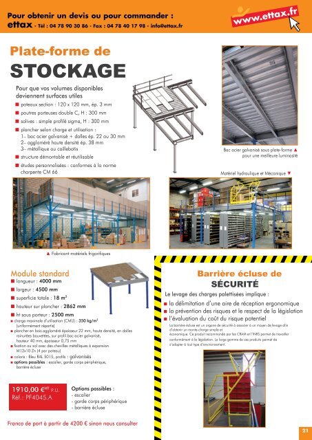 Stockage Equipement Manutention - Ettax