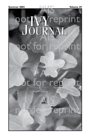 2003 | Volume 29 - American Ivy Society