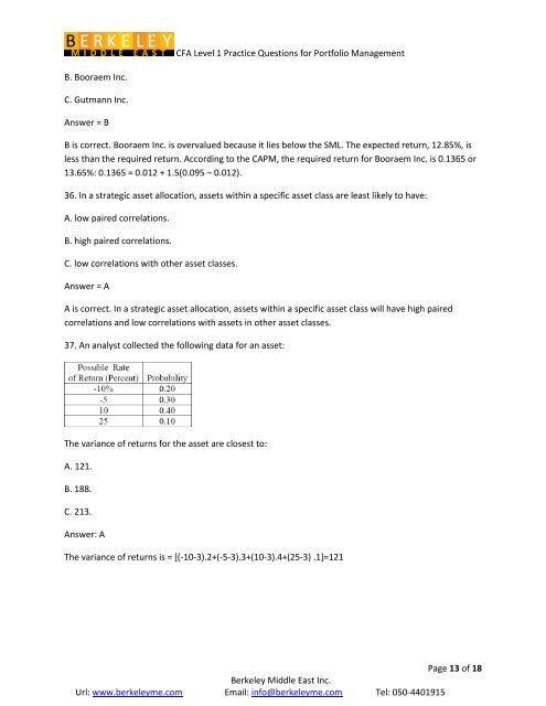 Answer = C CFA