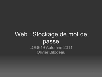 Web : Stockage de mot de passe