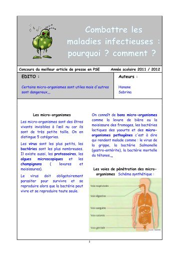 ARTICLE combattre infection SABRINA HANANE - Académie d'Aix ...