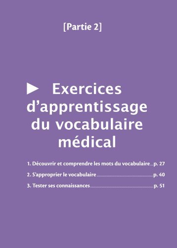 Exercices dʼapprentissage du vocabulaire médical - De Boeck