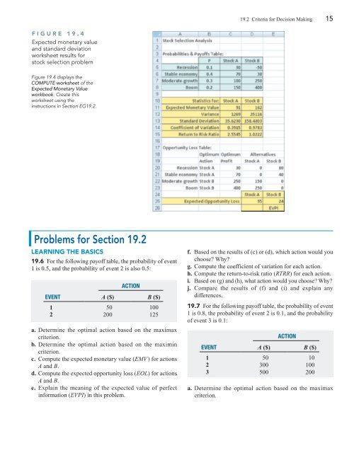 19.1 Payoff Tables and Decision Trees