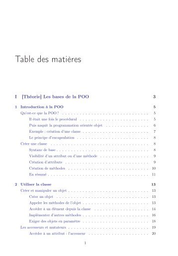 Table des matières - Le Site du Zéro