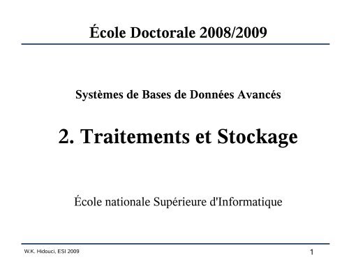 2. Traitements et Stockage - Hidouci - ESI