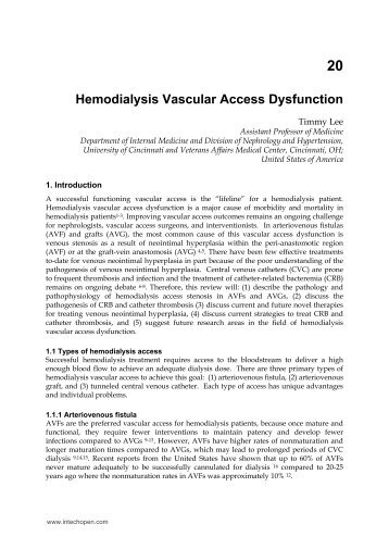 Hemodialysis Vascular Access Dysfunction - InTech