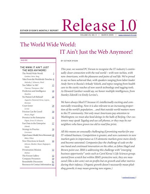 The World Wide World: IT Ain't Just the Web ... - Cdn.oreilly.com