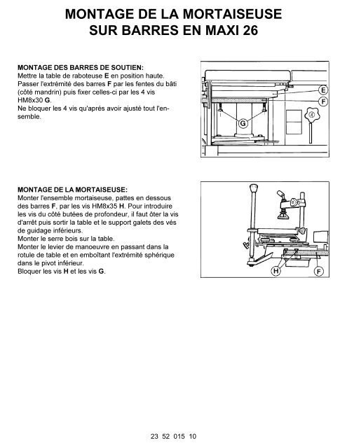 montage de la mortaiseuse sur barres en maxi 26 - Metabo