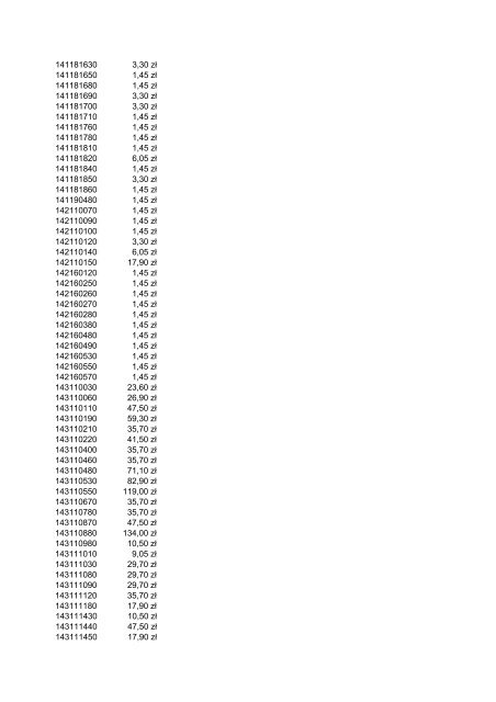 Indeks Cena 2012.03 1043560 35,70 z? 1043600 47,50 z? ... - Metabo