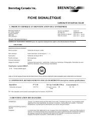 FICHE SIGNALÉTIQUE - Brenntag Canada