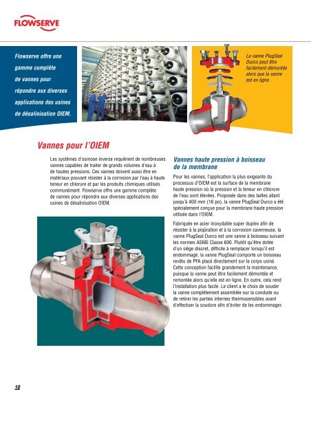 Équipement pour systèmes de désalinisation par osmose inverse