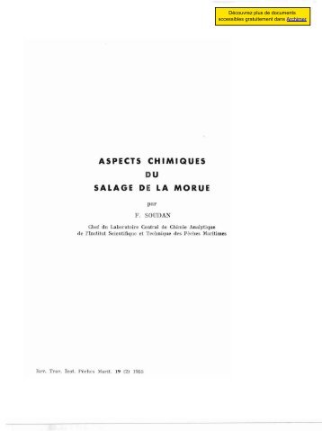 Aspects chimiques du salage de la morue - Archimer, archive ...