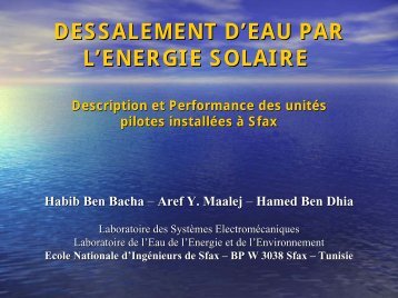 dessalement d'eau par l'energie solaire - ADU-RES