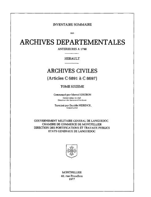 articles - Archives départementales de l'Hérault - Conseil Général ...