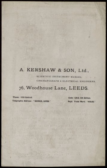 A. KERSHAW & SON, Ltd., 76, Woodhouse Lane, LEEDS.