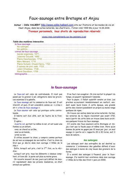 faux-saunage autour de Pouancé - histoire du Haut-Anjou