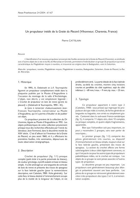 Un propulseur inédit de la Grotte du Placard (Vihonneur, Charente ...