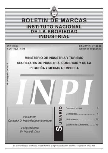 BOLETIN DE MARCAS - Instituto Nacional de la Propiedad Industrial