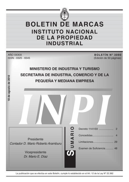 Boletin De Marcas Instituto Nacional De La Propiedad Industrial