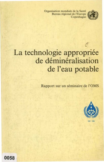 La technologie appropriée de déminéralisation de l'eau potable